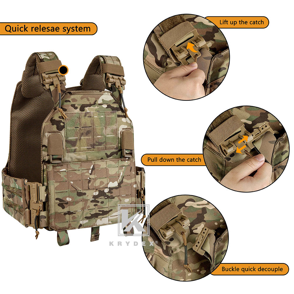 KRYDEX Tactical Plate Carrier Laser Cut MOLLE Quick Release Shoulder/ Cummerbund