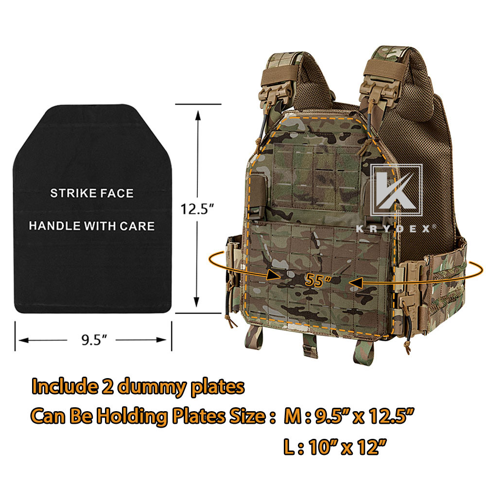 KRYDEX Tactical Plate Carrier Laser Cut MOLLE Quick Release Shoulder/ Cummerbund