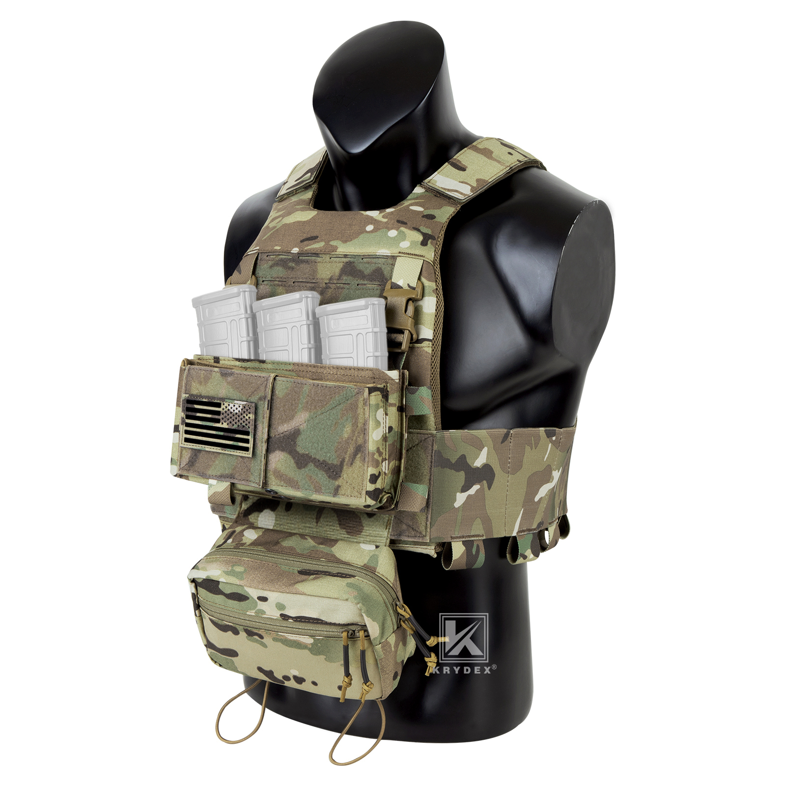 KRYDEX Slick Plate Carrier & Micro Fight Placard & Mag Pouch & Drop Pouch Camo