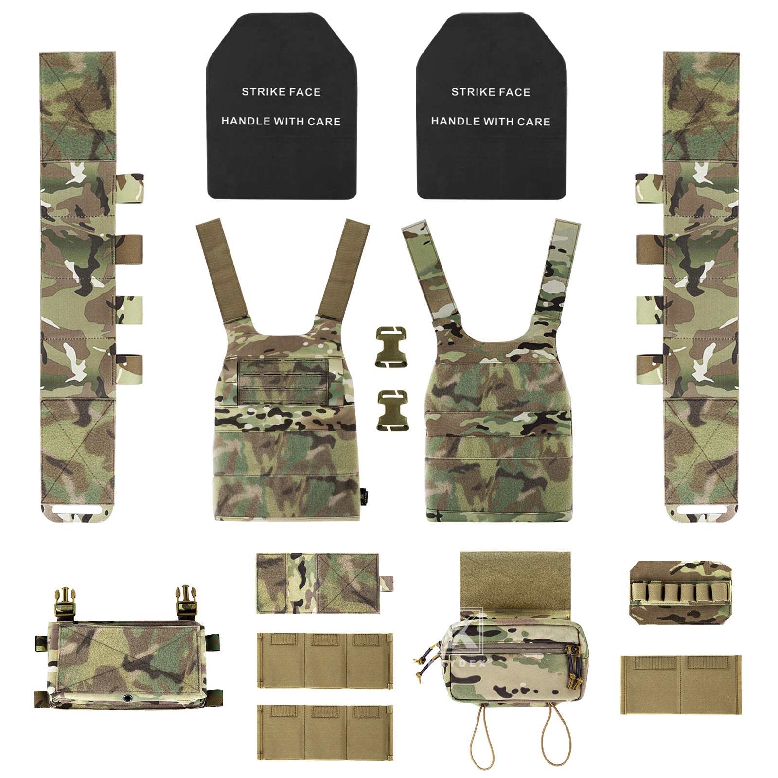 KRYDEX Slick Plate Carrier & Micro Fight Placard & Mag Pouch & Drop Pouch Camo