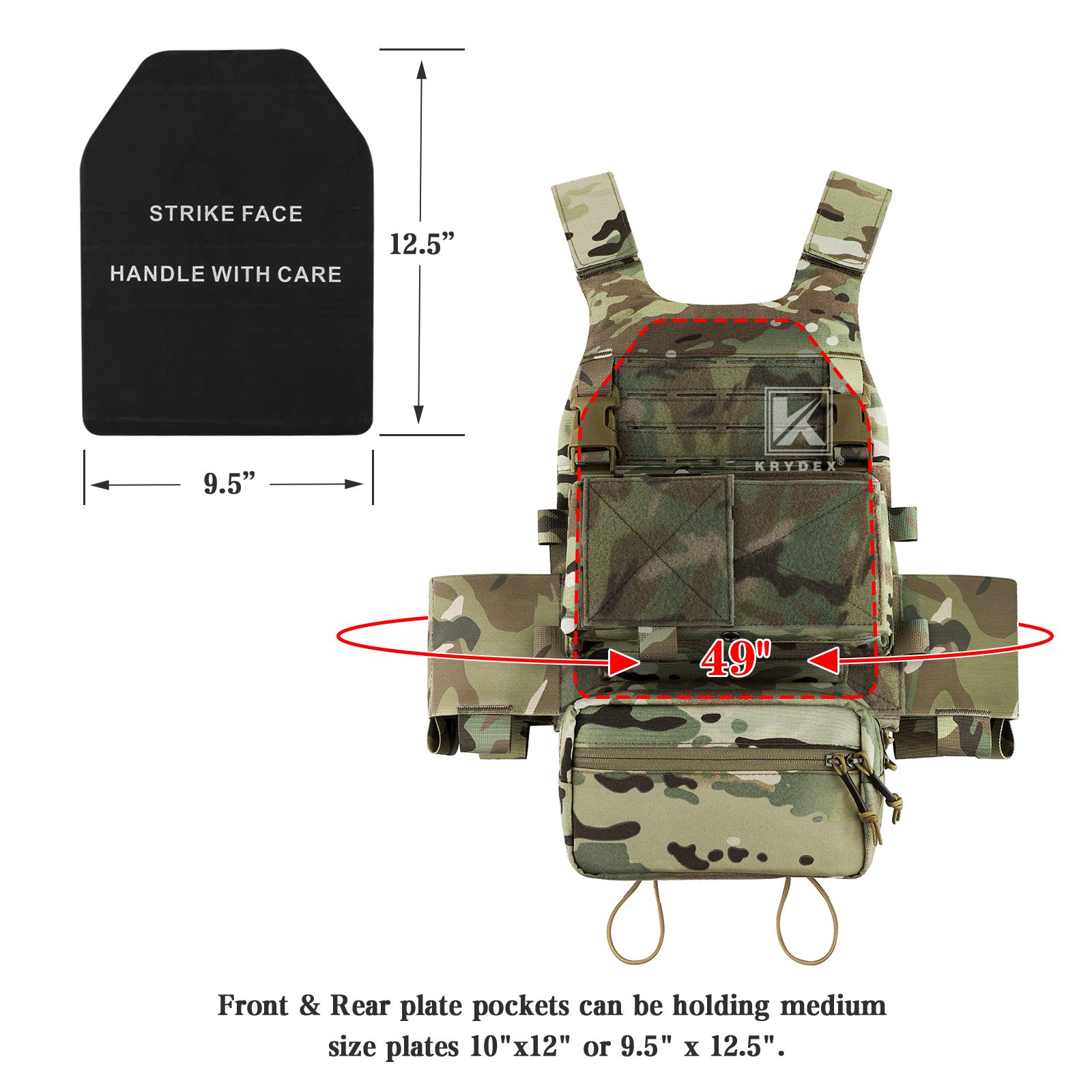 KRYDEX Slick Plate Carrier & Micro Fight Placard & Mag Pouch & Drop Pouch Camo