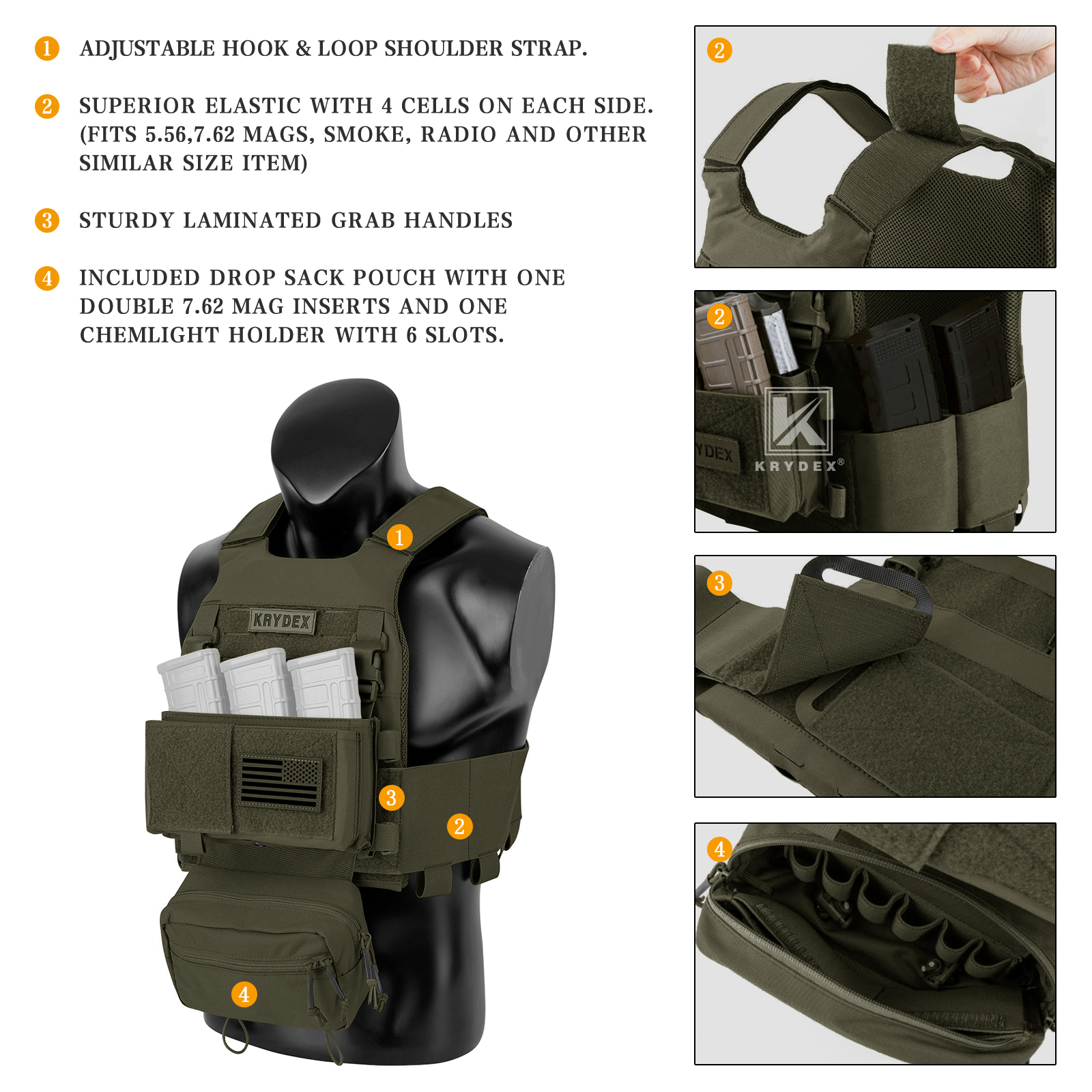 KRYDEX Slick Plate Carrier Vest & Micro Fight Placard & Drop Pouch