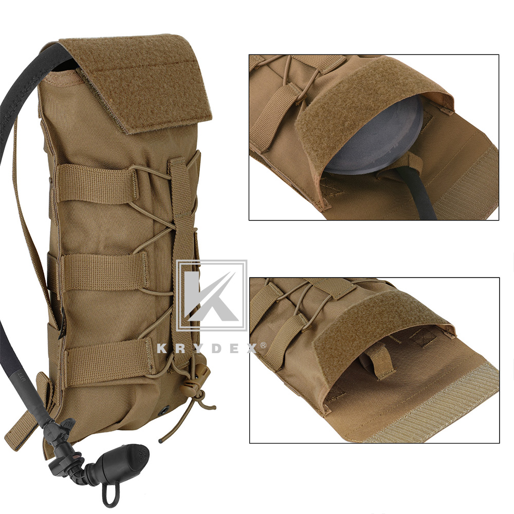KRYDEX Tactical Hydration Carrier MOLLE Backpack with Modular 1.5L Water Bladder Coyote Brown
