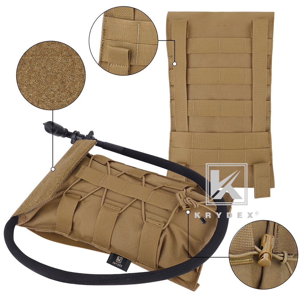 KRYDEX Tactical Hydration Carrier MOLLE Backpack with Modular 1.5L Water Bladder Coyote Brown