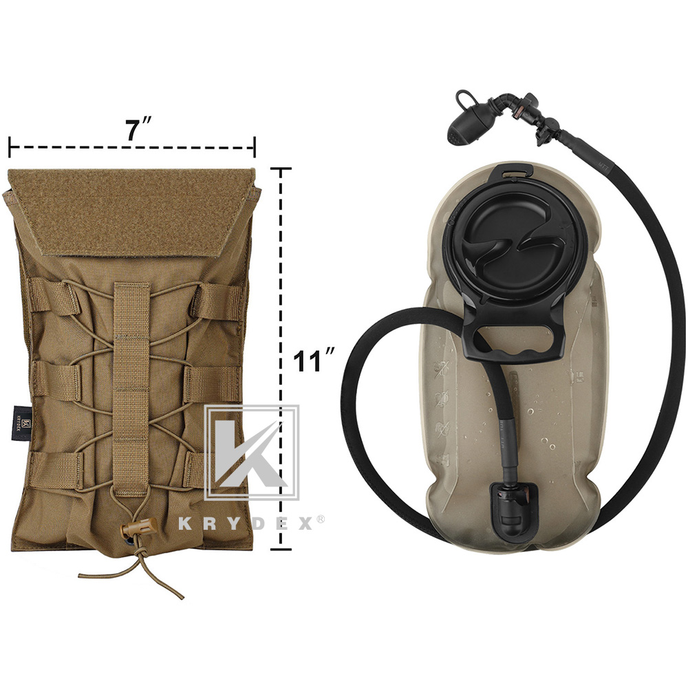 KRYDEX Tactical Hydration Carrier MOLLE Backpack with Modular 1.5L Water Bladder Coyote Brown