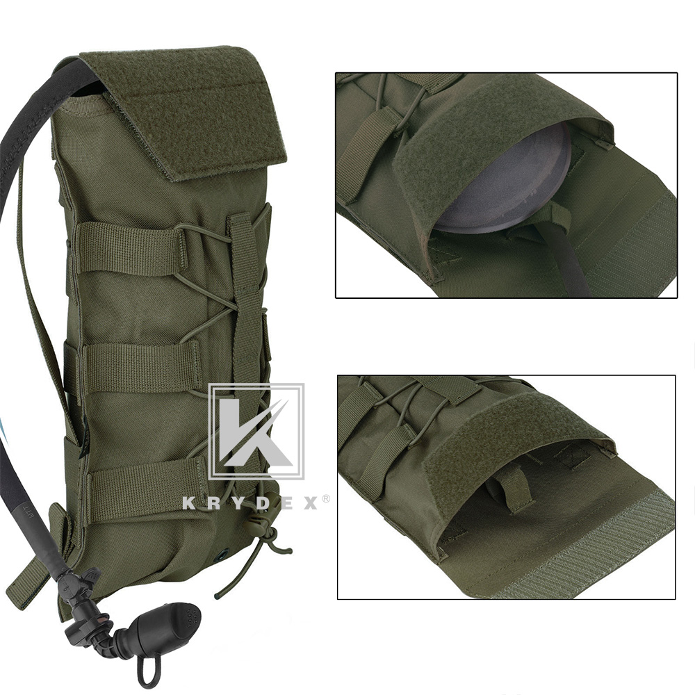 KRYDEX Tactical Hydration Carrier MOLLE Backpack with Modular 1.5L Water Bladder Ranger Green