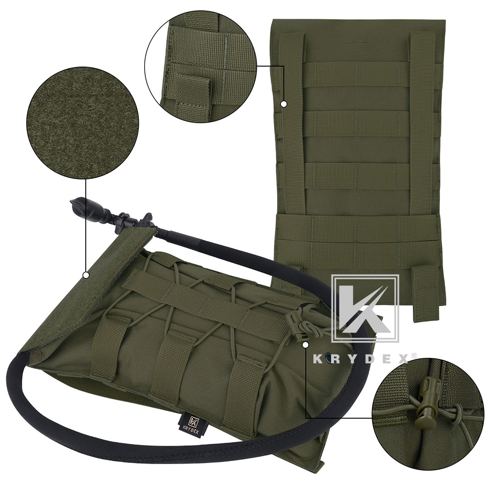 KRYDEX Tactical Hydration Carrier MOLLE Backpack with Modular 1.5L Water Bladder Ranger Green