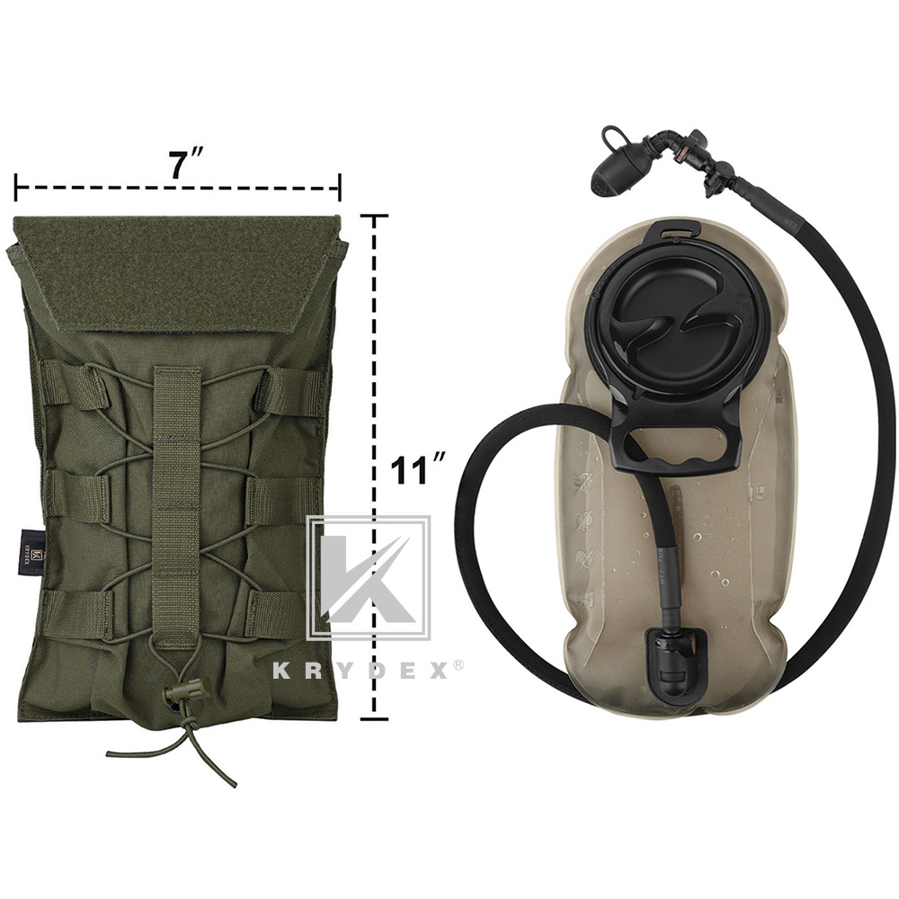 KRYDEX Tactical Hydration Carrier MOLLE Backpack with Modular 1.5L Water Bladder Ranger Green