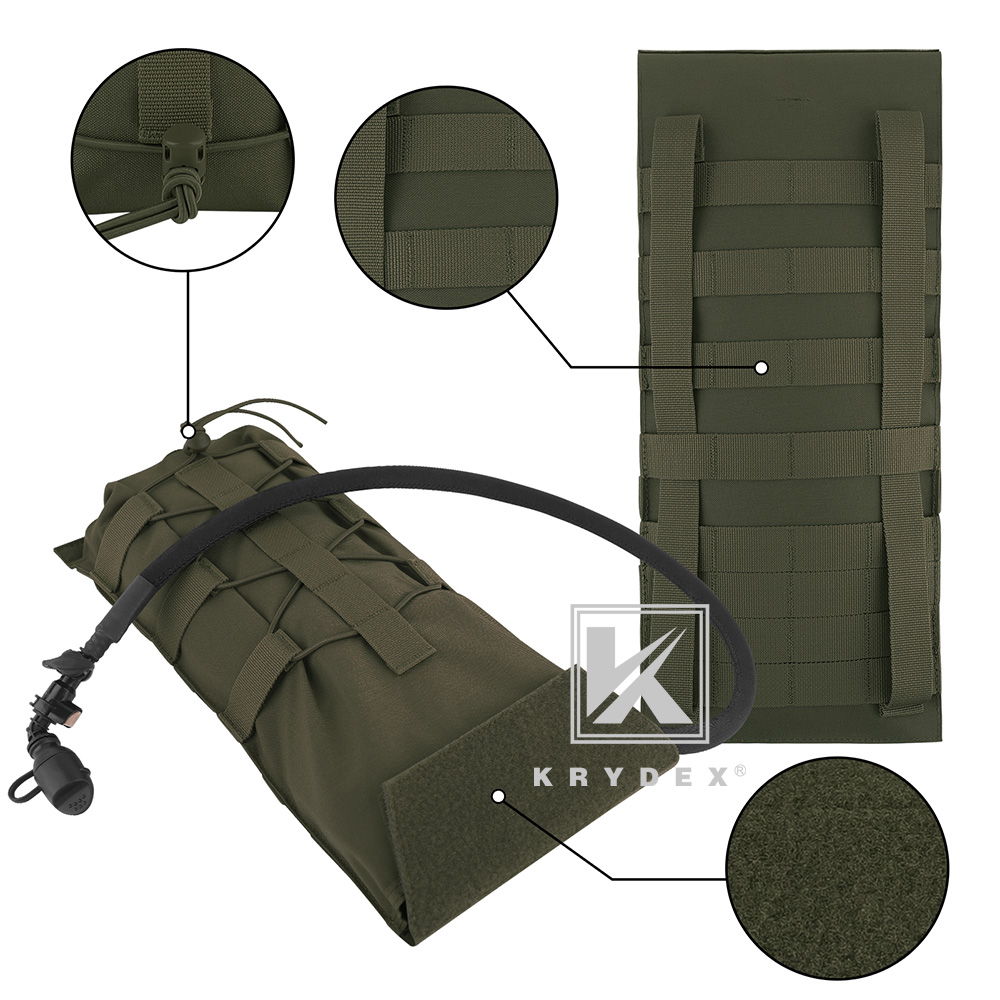 KRYDEX Tactical Hydration Carrier MOLLE Backpack with Modular 3L Water Bladder Ranger Green
