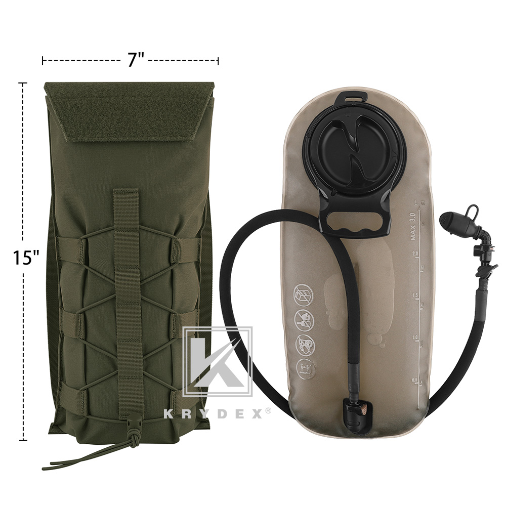 KRYDEX Tactical Hydration Carrier MOLLE Backpack with Modular 3L Water Bladder Ranger Green