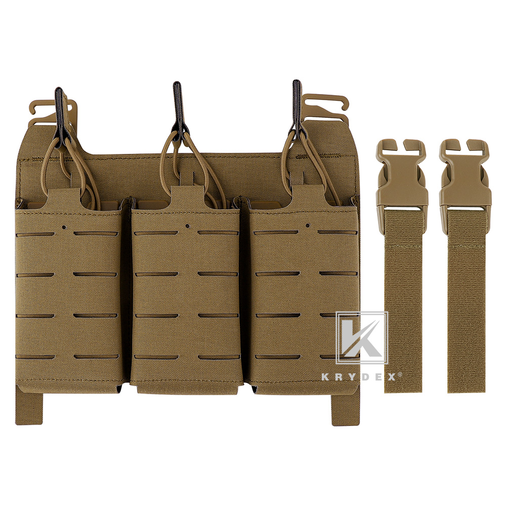 KRYDEX Tactical KTAR Front Flap 5.56 Triple Mag Pouch Placard for Plate Carrier Coyote Brown
