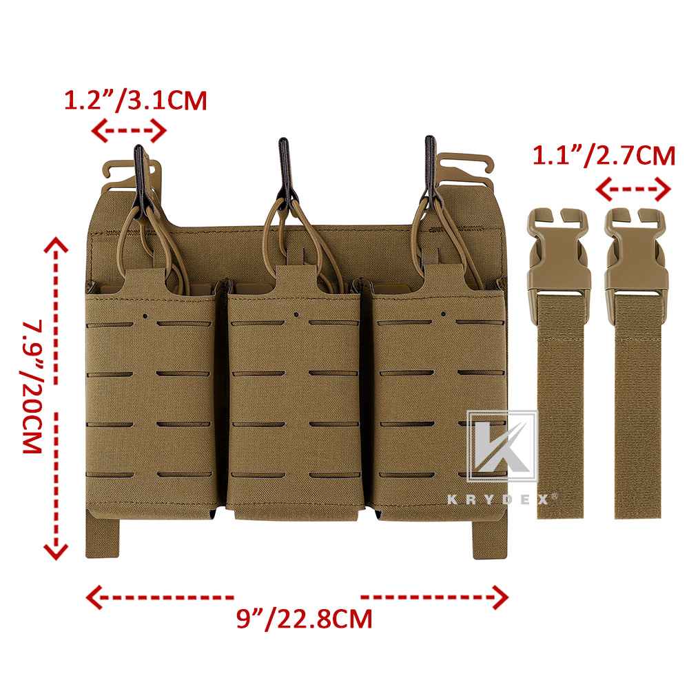 KRYDEX Tactical KTAR Front Flap 5.56 Triple Mag Pouch Placard for Plate Carrier Coyote Brown