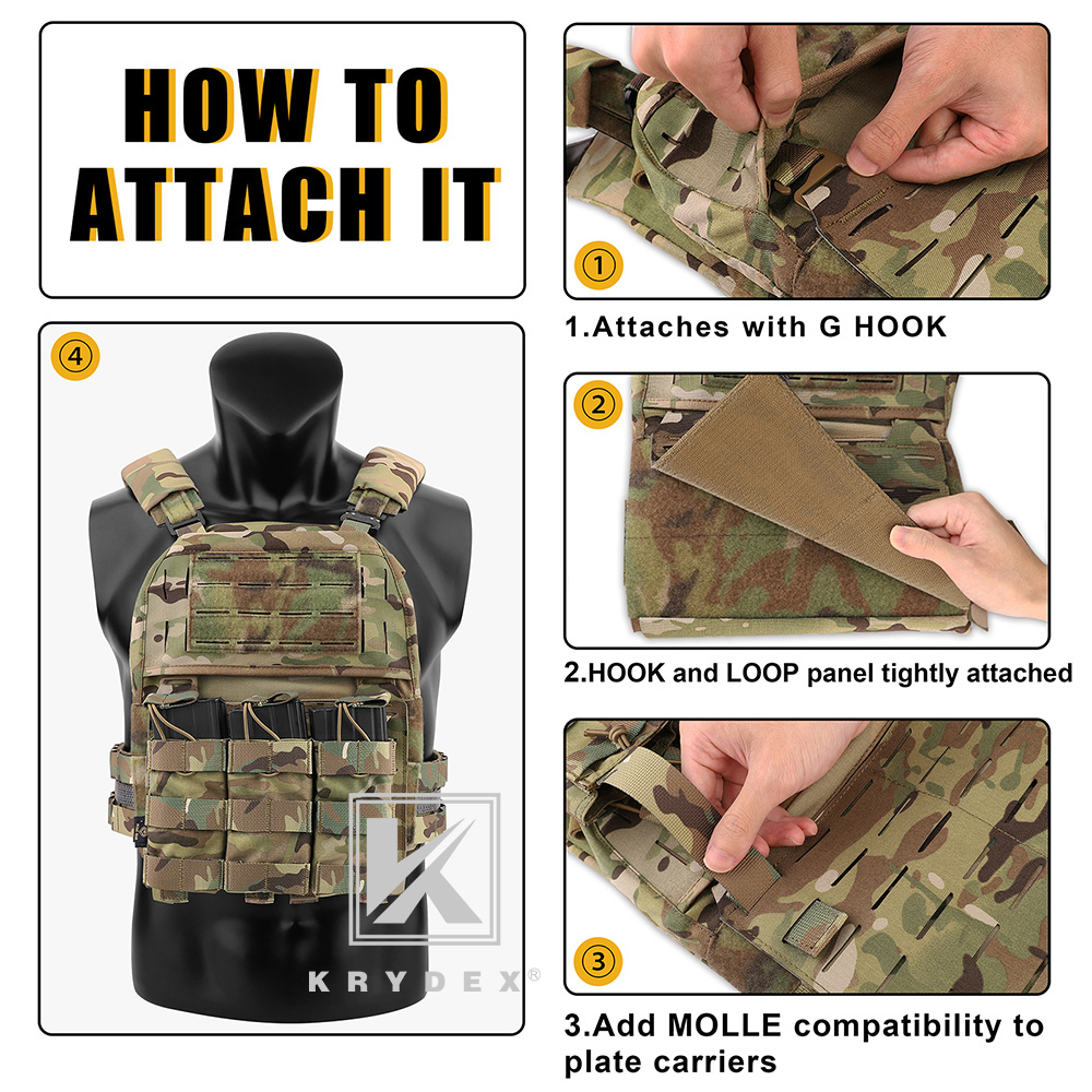 KRYDEX Tactical Laser Cut MOLLE Panel Front Flap Placard For Vest