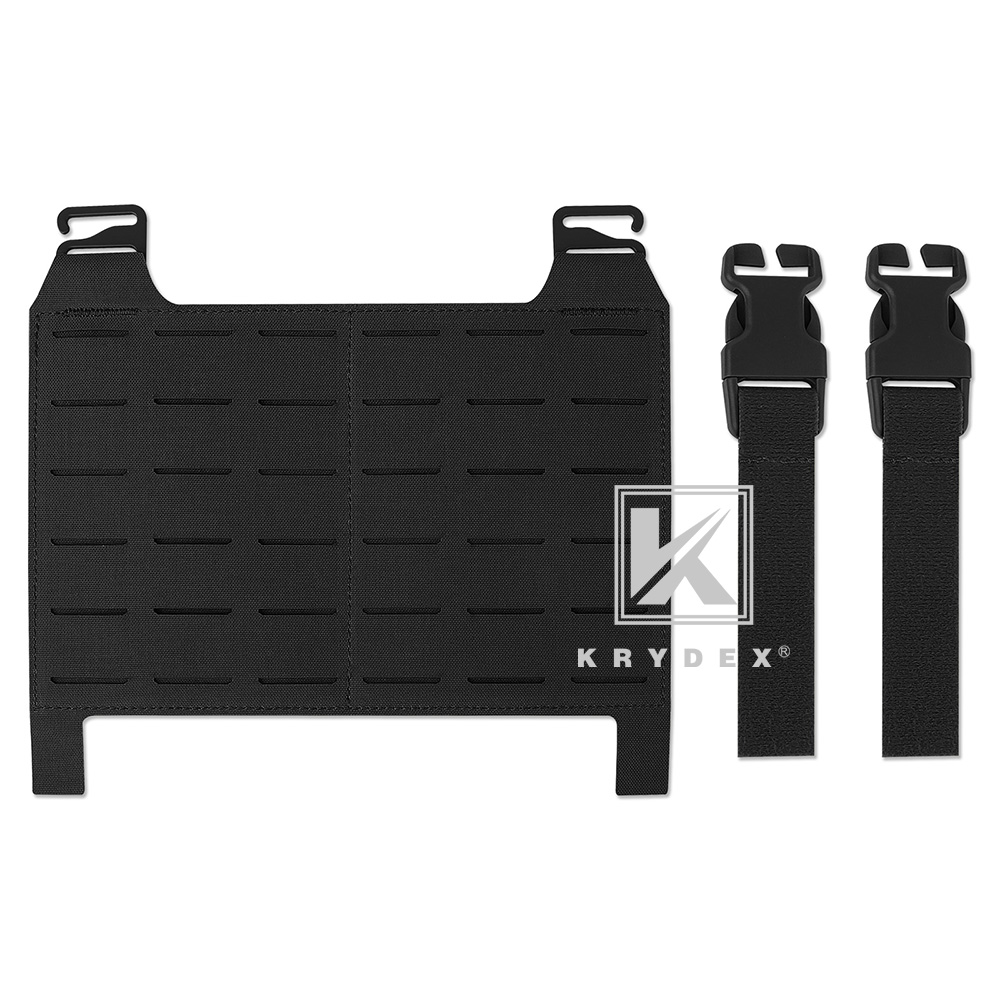KRYDEX Tactical Laser Cut MOLLE Panel Front Flap Placard For Vest Plate Carrier Black