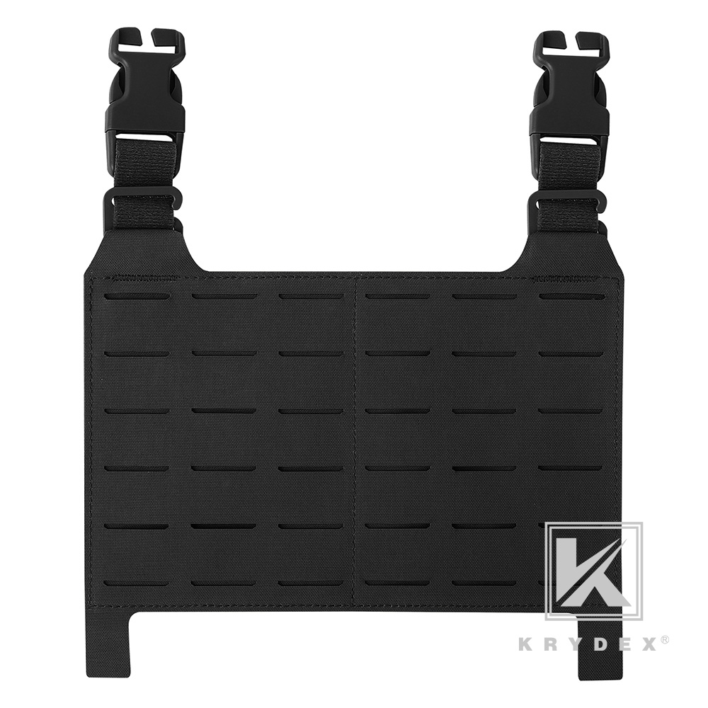 KRYDEX Tactical Laser Cut MOLLE Panel Front Flap Placard For Vest Plate Carrier Black