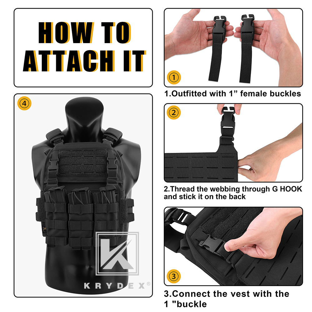 KRYDEX Tactical Laser Cut MOLLE Panel Front Flap Placard For Vest Plate Carrier Black