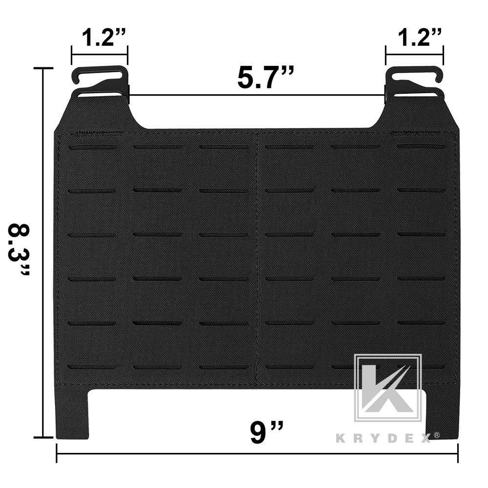 KRYDEX Tactical Laser Cut MOLLE Panel Front Flap Placard For Vest Plate Carrier Black